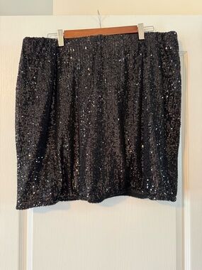 City Chic Black Sequin Mini Skirt Size L/20